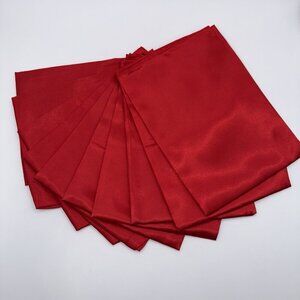 NIP Set Of 10 Red Satin Dinner Napkins 20” X 20” unbranded